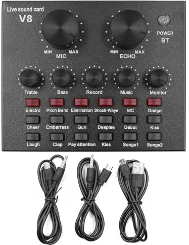 CENPEK V8 Live-Soundkarte, Audio-Mixer, Externe Usb-Soundkarte, Live-Übertragung, Ktv-Soundkarte Für Doppel-Handy Für Live-Ktv-Voice-Chat