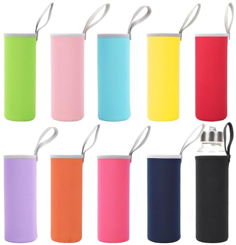 Neikafan 10 Piezas Funda de Botella Neopreno,Funda para Botella de Agua 550ml, Funda Botella Termica,Funda de Protección Térmica para Deportes Al Aire Libre Camping Senderismo Viajes(10 Colores)
