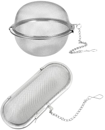 2 filtri da tè, in acciaio inox, colino per spezie, colino per spezie, colino da tè, colino per spezie e spezie, sfera per cucinare, per la preparazione del tè a casa, catering e cucina (argento)