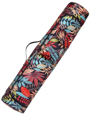 Hixingo Borsa per Tappetino Yoga Impermeabile Grande Borsa per Tappetino Yoga con Tracolla Regolabile Leggero Borsa a Tracolla per Tappetino Sacca Custodia Tappeto per Palestra (Planta,16x76cm)