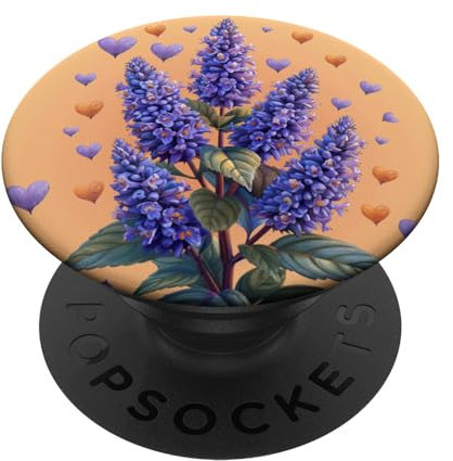 Anise Hyssop Flowers With Hearts Around Boho Style Graphic PopSockets Swappable PopGrip