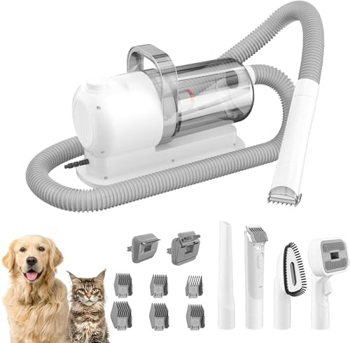 Tagliacapelli Per Cani Con Aspirapolvere, Particolarmente Silenzioso Kit Per La Cura Degli Animali Domestici, 6 Strumenti Per La Cura Del Pelo Professionale Per Cani E Gatti