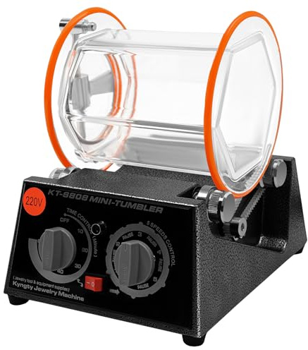Levkitch Jewelry Polisher Tumbler Mini Rotary Surface Polisher 3Kg 6.6 Lbs Capacity 35W Polishing Finishing Machine for Rock Stone Coins Small Jewelry Projects