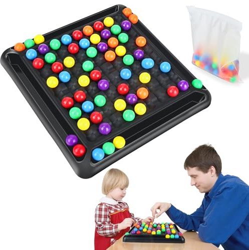 Scacchiera Intellettuale Doppio Duello, 80 Pezzi Gioco da Tavolo per Eliminazione Degli Scacchi, Rainbow Ball Dual Duel, Gioco di Eliminazione di Palline Arcobaleno per Bambini Adulti (2-4 Persone)