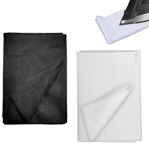 2PCS Vlieseline Zum Aufbügeln Bügelvlies Weiß 200 x 100 cm Volumenvlies Zum Aufbügeln Das Dünne Modell Kann Selbst Zum Bügeln Von Falten Und Zum Verstärken Von Kleidung Verwendet Werden(Schwarz Weiß)