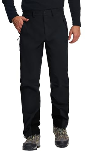 Pioneer Camp Pantaloni softshell da uomo, invernali, impermeabili, antivento, caldi, per escursioni, trekking e attività all'aperto, Nero , XL