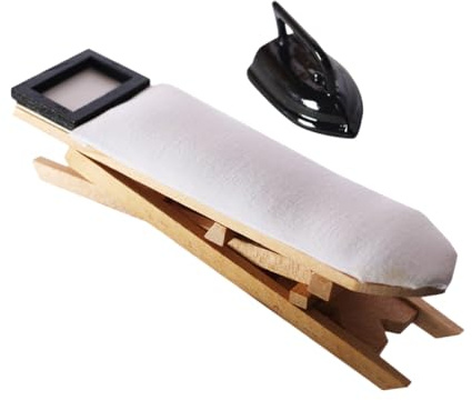 VANZACK Miniature Iron and Ironing Board Set, Detailed Dollhouse Furniture, Decorative Mini House Accessory for Crafters and Collectors, Black Pieces