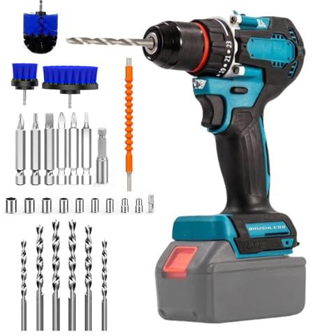 Taladro Atornillador a Bateria Compatible con Makita 18V, Juego de Taladro Percutor Bateria Taladradora Atornilladora 50Nm con 24 Accesorios, 23+1 Ajuste de Par, 2 Velocidad (sin Batería & Cargador)