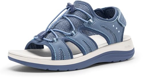 FitVille Women's Wide Fit Sandals with Arch Support | Cushioning, Comfortable, Adjustable Strap, Summer Walking Sandals, for Plantar Fasciitis, Swollen Feet