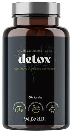 Detox con Cardo mariano, Alcachofa y Chlorella Paleobull 60 cápsulas vegetales, con colina y N-acetil L-cisteína, sin gluten, fórmula botánica para rutina diaria y formato de 1 mes.