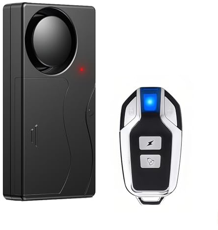 Mengshen 110 db högt larm trådlöst vibrationslarm med fjärrkontroll, stöldskydd, larm, motorcykel, cykel, fordon, bil, släpvagn, husbil, säkerhetslarm