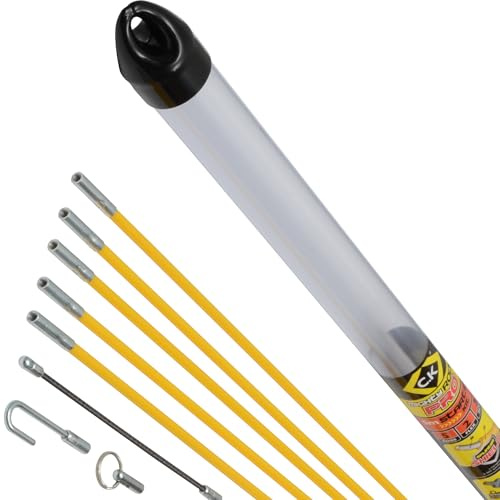 C.K MightyRods Pro 5m Tire Fils Electrique Kit de Départ, No Échardes, 2 Aiguilles Flexibles, Aiguille Tire Fil Electricien, Baguette Tire Cable Rod Electrique, Baguettes Passe Cable Guide, CK T5420