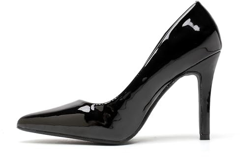 Women Stiletto High Heel Pointed Pumps Ladies Party Clubbing Work Court Shoes Size 3-12 (6 UK, Black Paten)