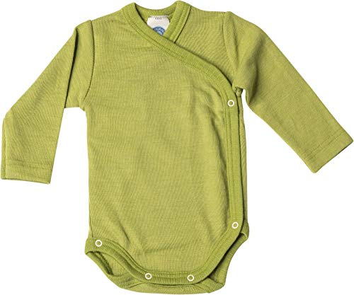 Cosilana Body per neonato in 70% lana e 30% seta, verde, 50-56