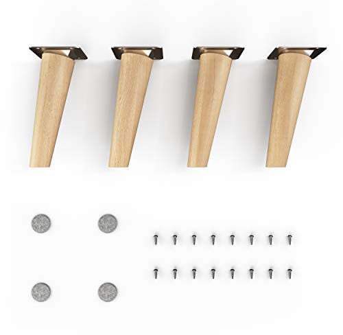 Sossai Möbelfüße aus Massivholz Buche mit Öl-Finish, Clif Round HMF2, 15 cm hoch, rund, schräge Ausführung, für Kommoden, Schränke, Regale