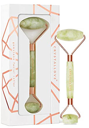 CRYSTALLOVE Gesichtsroller - Anti-Aging Massageroller - Gesichtsmassagegerät mit Jade - Massagegerät - Gesichtsmassage - Roller - Massagewerkzeug