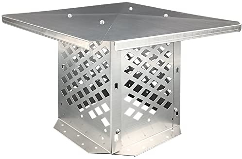 BUYYAH Chimney Cap, 17 x 17 Chimney Cover, Bottom Installation Method Adjustable to Fit Outside Existing Clay Flue Tile Dimensions 15 x 15 to 19.4 x 19.4, All Stainless Steel Structure