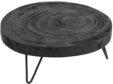 Creative Co-Op Decorative Paulownia Wood Pedestal, Black, 11