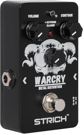 STRICH Metal Distortion Guitar Pedal, WARCRY Distortion 2 Modes Fat, Boost, True Bypass, Normal Classic Crunch 80s Metal/Nu Metal for Electric Guitar, Black