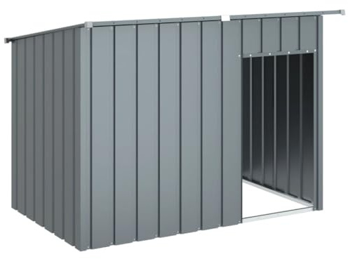 vidaXL Hundkoja med tak antracit 153x91x110 cm galvaniserat stål, hundhus, hund koja, utomhuskennel, hund hus, hund kojor, utomhuskennlar