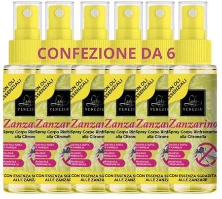 Lady Venezia - Repellente Zanzare - Spray Antizanzare - Anti Zanzare con Olio Essenziale di Citronella - Formato Famiglia - 90 ml - Scopri i Formati Convenienza Disponibili (6 confezioni)