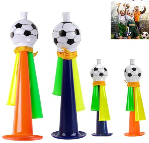 Ylinwtech 4 Piezas Bocinas De Estadio De Partidos De FúTbol,Juguetes De Bocina De PláStico para NiñOs,Bocina Futbol para Fiesta Niños,Trompeta De Futbol,para Fiestas TemáTicas De FúTbol Infantil