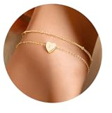 JeweBella Dubbelt lager initial bokstav armband för kvinnor flickor silver/guld armband för kvinnor hjärta koppararmband bokstavspärlor personligt initialt armband smycken present till kvinnor