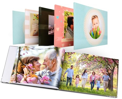 Album di ricordi fotografici libro fotografico personalizzabile album foto fai da te con pagine nere fotolibro con copertina e formato personalizzati (Formato: A4, Orizzontale/Pagine: 36)