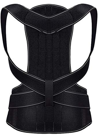 OAQZGBVK Black Posture Corrector Scoliosis Back Brace Spine Corset Belt Shoulder Therapy Support Poor Posture Correction Belt Men (Color : Black Size : Medium) (Black X)