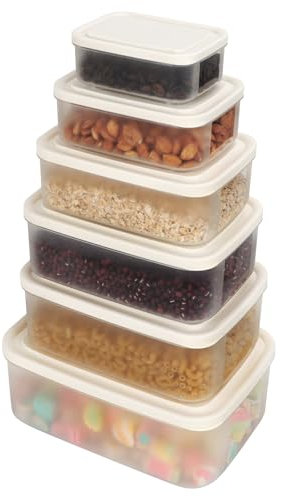 Vikcvcsc Boîtes de Conservation avec Couvercles Set 0,30-3,05 L, Lot de 6 Empilable Récipient Hermétiques Set en Plastique Alimentaire Conservation pour cuisine, Sans BPA Boîte Alimentaire Set