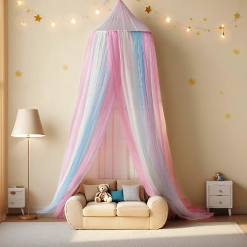 SZHTFX Mosquito Net for Double Bed 4 Corner Post Bed Canopy for Anti-Insect Hanging Net for Single to King Size Bed for Outdoor or Indoor, Bedroom, Travel, Camping (White) (Rainbow-Plus)
