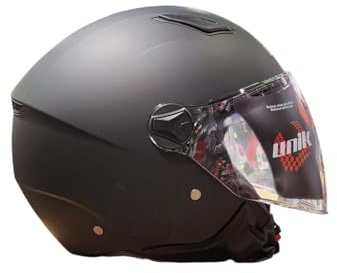 unik Casco Moto Jet Abierto Motocicleta Scooter Ciclomotor Hombre/Mujer Airflow Cierre Micrométrico Desmontable Homologado - Negro Mate Talla XL