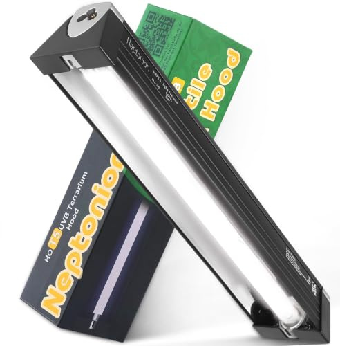 NEPTONION T5 Reptile UVB Light 22.7 Inches Fixture with UVB 10.0 Bulb High Output Hood for Terrariums, Basking Reptiles, Lizards, Chameleons, Iguanas, Bearded Dragons, 14W