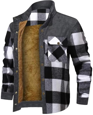 Camisa térmica de leñador para hombre, forrada con capucha, de forro polar de peluche, camisa de franela de manga larga, con cremallera, a cuadros, camisa con capucha, chaqueta de leñador, camisa