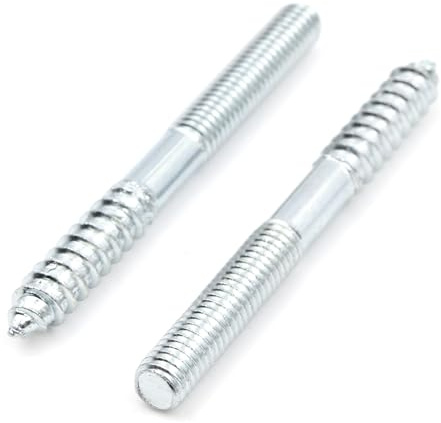 Design61 Lot de 10 vis à double filetage - Avec filetage à bois et filetage métrique - En acier galvanisé - Pour montage en bois et métal - M5 x 50 mm