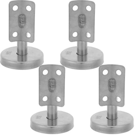 Healeved 4Pcs Stainless Steel Stair Banister Support Hardware, Wall-Mounted Handrail Fixed Brackets with 60Mm Straight and Adjustable for Indoor Outdoor Stairs