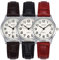 JSDDE Uhren Damen Einfache Stil Armbanduhr Quarzuhr Bambusknoten Lederarmband Uhr Arabische Ziffern Analoge Uhr Quarzuhr Kleideruhr für Frauen Mädchen (3 Stück Set)