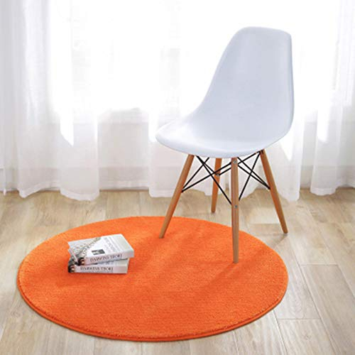 KiKom Einfarbiger Runde Teppich für Wohnzimmer Schlafzimmer Studie Hängen Korb Computer Stuhl Kind Teppich - 60 cm Orange