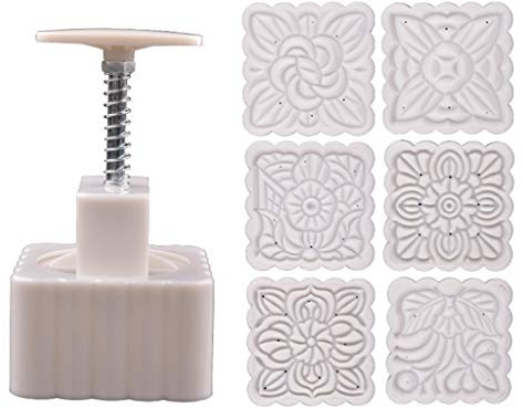 250g DIY Bakeware Mid-Autumn FestivalMooncake Mold with 6pcs Square Flower Stamps Hand Press Moon Cake Pastry Mould