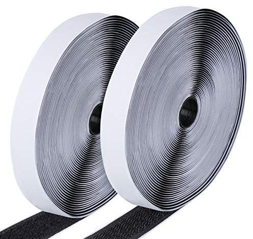 Ilauke 15M Hook and Loop Tape, Self Adhesive Heavy Duty Reusable Double Sided Sticky Back Fastening Tape, Black
