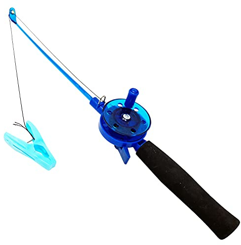 YYS - Fishing Crab Peg Crayfish Bait Rod Reel and Line Set (BLUE or PINK) - No Hooks - Great Fun For All Kids Coast Shore Rock Pool Crabbing (Blue) [31-647]