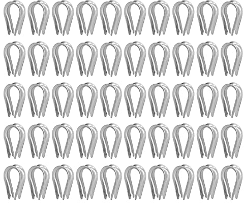 50 Stück Drahtseil Fingerhut, Befestigungsteile andere Befestigungselemente Ketten- Seilzubehör Drahtseilkauschen Edelstahl Kabel Rigging Werkzeuge Fingerhüte Rigging Segel Fingerhut[M3（3mm）]