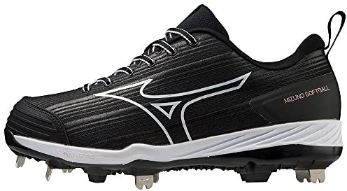 Mizuno Softbollsko för kvinnor, svart/vit, 7.5