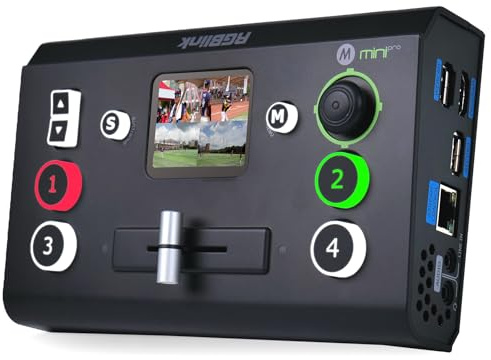 RGBlink Mini-pro Video Switcher with 4 x 4K HDMI Inputs 2HDMI 1USB3.0 Outputs Multi Camera Video Mixer Switcher with 2 Inch Touch Screen Ideal for Live Streaming Worship Gamers Live Events
