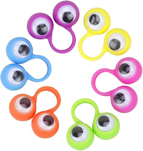 Norhogo 12 stycken fingerdockor mini fingerögon fingerring dockor fingerdocka pedagogisk fingerleksak stora ögon fingerring partipreferens leksak för barn, slumpmässig färg