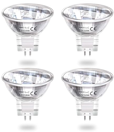 DoRight 12v GU4 MR11 Lampadine Alogene, 10W Lampadine alogene dimmerabili GU4 Bi-Pin Base Bulbs Spot Bulbi Calda Bianco 2800K Reflector lampade per illuminazione a incasso (4pcs)