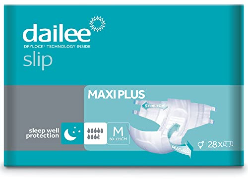 Dailee Slip Maxi Plus M - 112x Couches Adultes - 4 Paquets de 28 Pièces, Fuites Urinaire 8,5 Gouttes - Couche Slip Incontinence Lourde Homme, Femme et Personnes Âgées