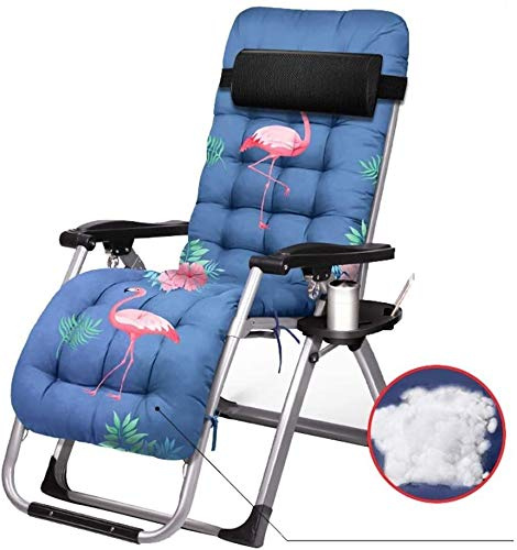 Sun Lounger Garden Chairs Recliner Lounger Chair Lunch Break Chair Home Folding Chair Adjustable Multifunction with Cup Holder and Mattress Widened Chair Back Bearing Weight 200kg