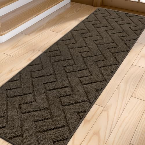 Biscpro Door Mat, 60 X 200 cm DoorMat Indoor Washable, Doormat Indoor Dirt Trapper Non-slip,Absorbent Inside Entrance Rug Mat for Entryway,Patio,Garden,Laundry Room,Pets - Latte (BBGS)