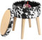 Navaris Cow Print Dressing Table Chair, Animal Ottoman with Storage Space, Black and White Cow Ottoman, Bedroom & Nursery Ottoman, Fun Animal Footstool, Stool